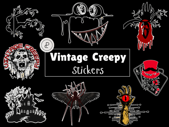 Download Vintage Creepy Sticker PNG Bundle - Sticker png Collection