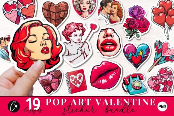 Download Pop Art Valentine Sticker PNG Bundle - Sticker png Collection
