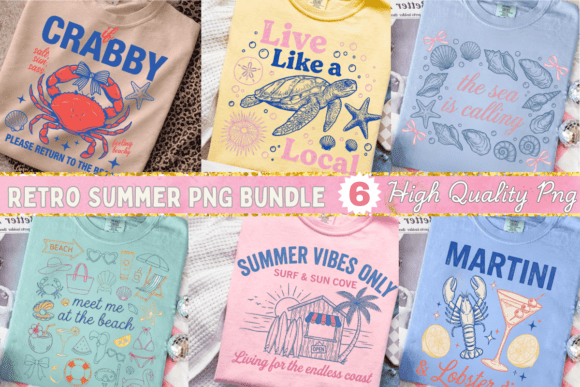 Download Retro Summer Coastal PNG Bundle - Retro summer Collection