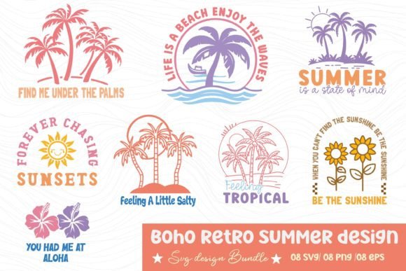 Download Boho Retro Summer Beach SVG Bundle - Retro summer Collection