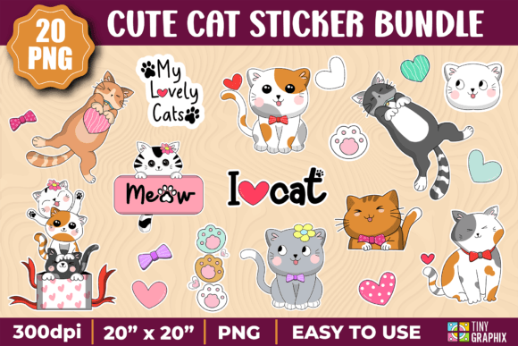 Download Cute Cat Sticker PNG Bundle - Cat PNG - Sticker png Collection
