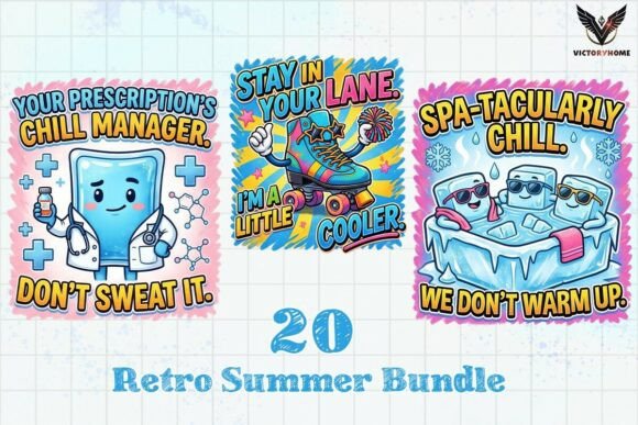 Download Retro Summer Sticker Bundle PNG - Retro summer Collection