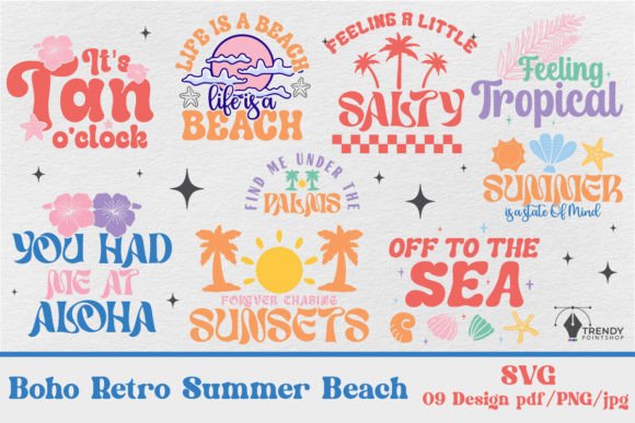 Download Boho Retro Summer Beach SVG Bundle - Retro summer Collection