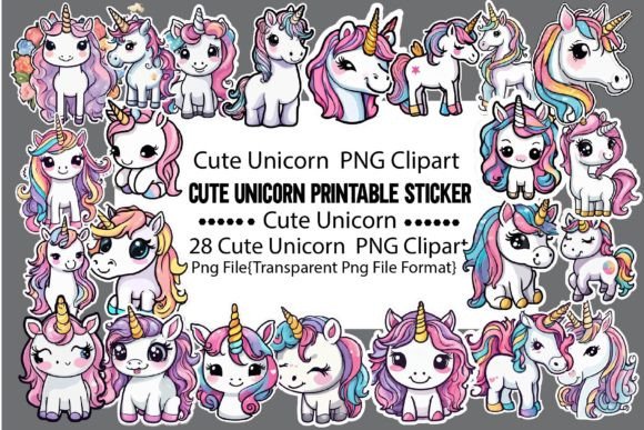 Download Cute Unicorn Printable Sticker PNG Bundl - Sticker png Collection