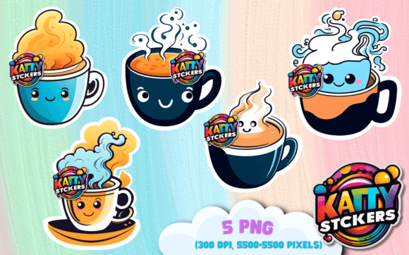 Download Cute Coffee Sticker PNG Bundle V.1 - Sticker png Collection