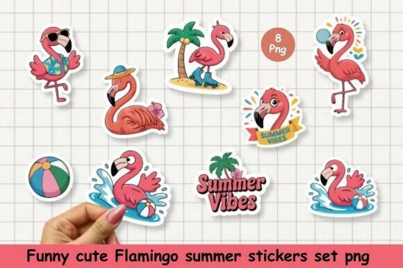 Download Funny Cute Flamingo Summer Sticker PNG. - Sticker png Collection