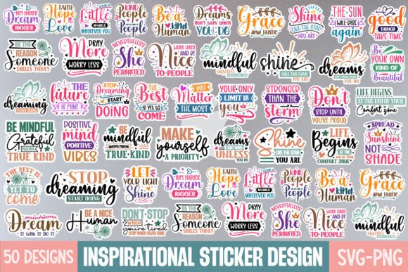 Download Inspirational Quotes Sticker Svg Bundle, - Quotes sticker Collection