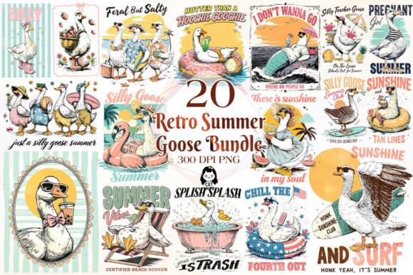 Download Retro Summer Silly Goose PNG Bundle - Retro summer Collection