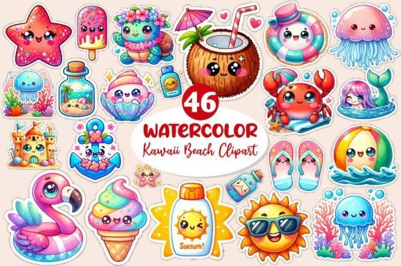 Download Kawaii Beach Clipart, Summer Sticker Png - Sticker png Collection